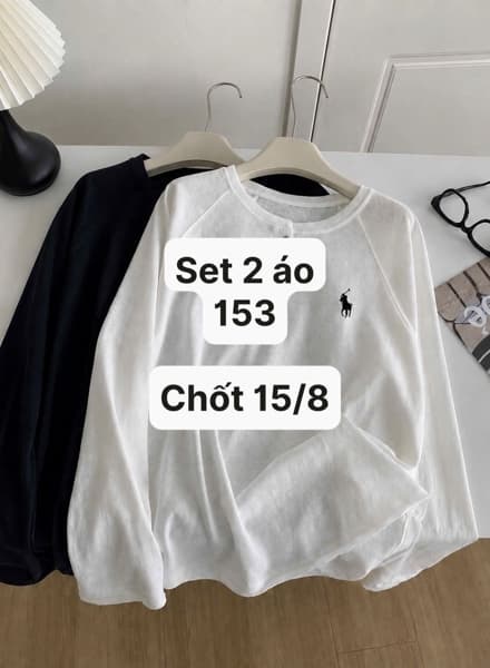 15/08 Set 2c áo dài tay thêu ngựa phối nút #U0300 - S
