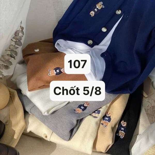 05/08 Áo cardigan len gấu thêu #M040821 - M2