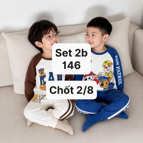 02/08 Set 2b cotton dài tay PAW PATROL cho bé #U0213 - 130