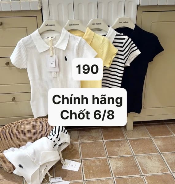 06/08 Áo polo len #JADEMAISON thêu ngựa #T6802 - Vàng - M