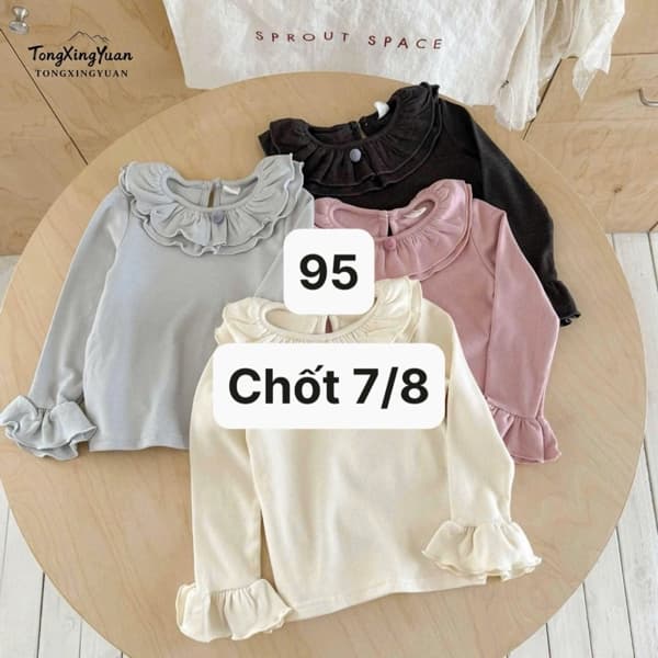 07/08 Áo thun cổ bèo bé gái #M070854 - Trắng - 140