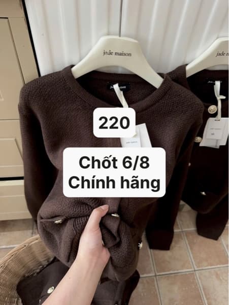 06/08 Áo len nâu cúc vàng Jade Maison #T6801 - L