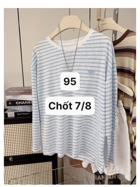 07/08 Áo dài tay phối sọc ngang #N07801 - Xanh - XL