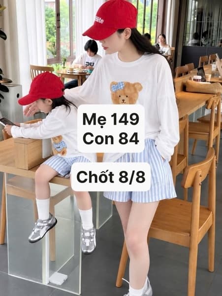 08/08 Set áo thun giấy dài tay+quần short kẻ sọc #U0266 - M