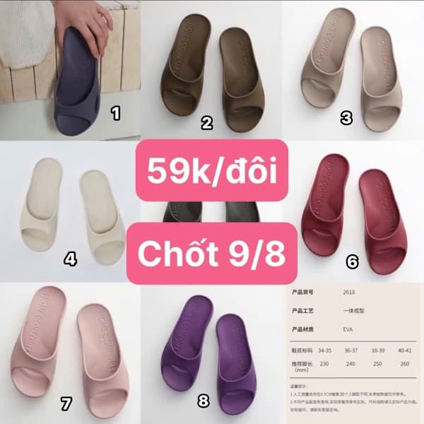 09/08 Dép quai ngang đi trong nhà nâng đỡ vòm chân #N09803 - M7 hồng - 40/41