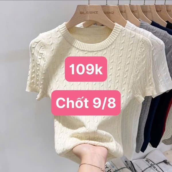 09/08 Áo len dệt kim tay ngắn nữ #N09808 - M5 - XL