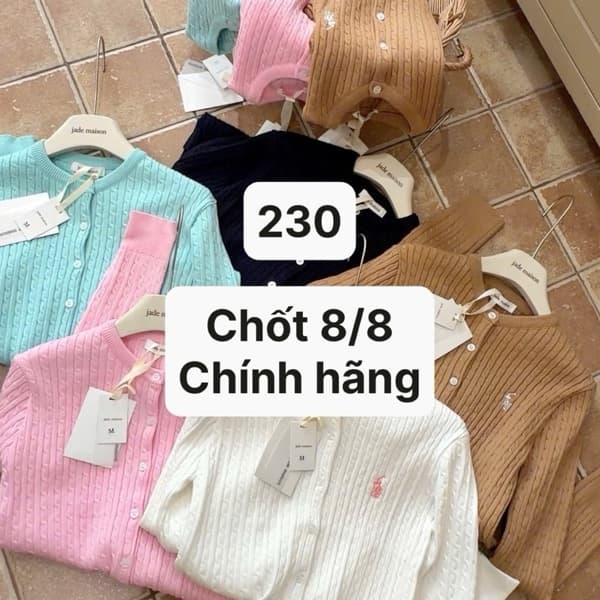 08/08 Áo len cardigan vặn thừng thêu ngựa JADEMAISON #T8801 - Mint - L