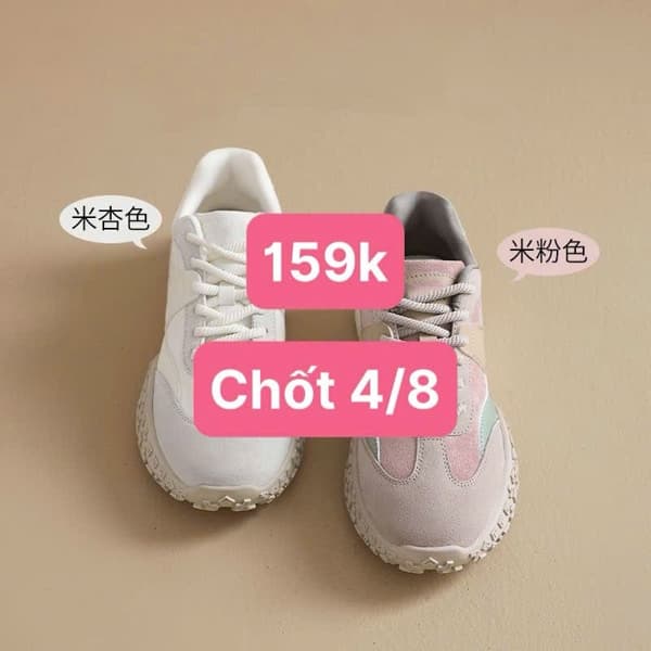 04/08 Giày sneaker nữ đế độn #N04804 - Hồng - 36