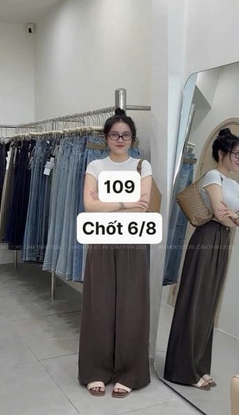 06/08 Quần suông gol Nhật ống rộng #U6432 - Nâu - S