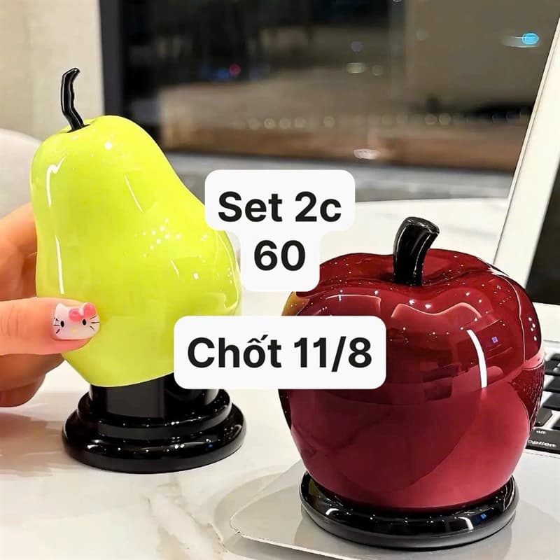 11/08 Set 2c hộp đựng tăm hình quả táo-quả lê #N11802