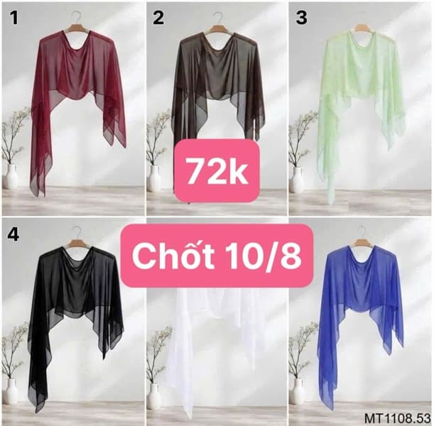 10/08 Khăn voan trơn khoác ngoài #N10821 - m4 đen