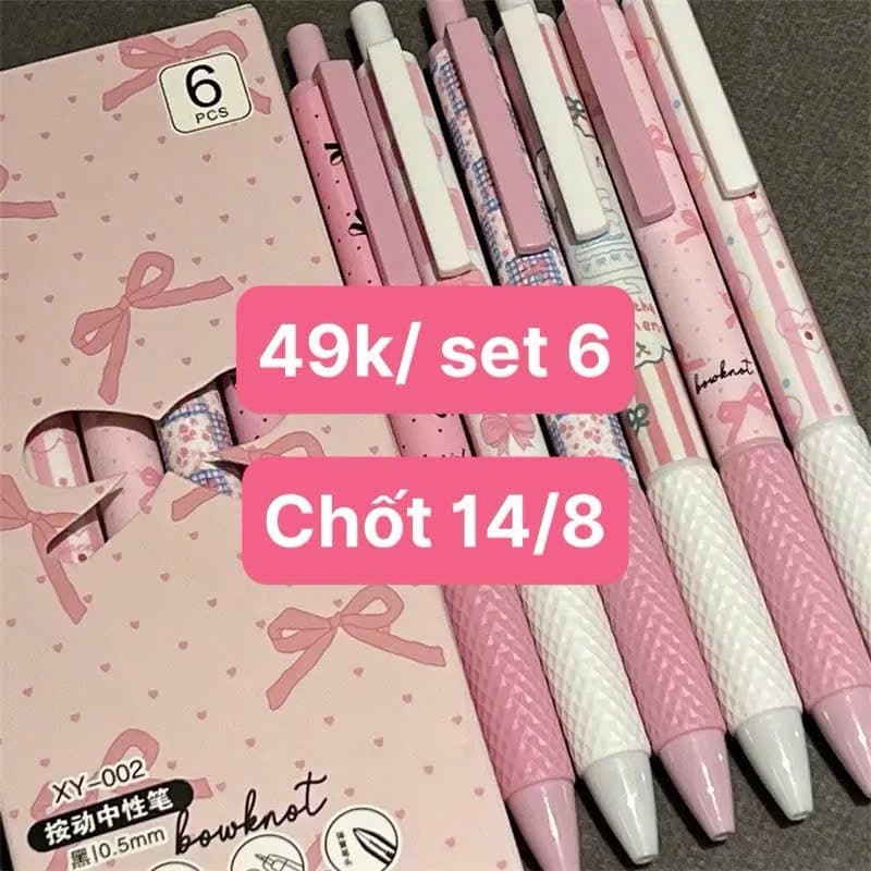 14/08 Set 6c bút bi tone hồng #M150827