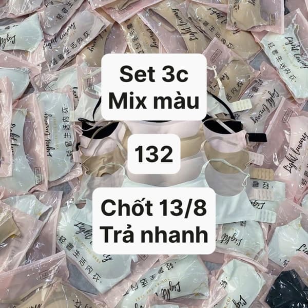 13/08 Set 3c áo ngực không gọng viền mỏng (mix màu) #L13805 - 36