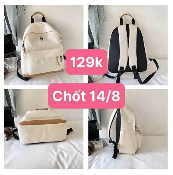 14/08 Balo thêu gấu style Hàn #N14807 - Trắng