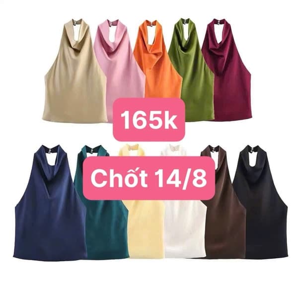 14/08 Áo lụa satin cổ yếm dáng suông #N14829 - M11 - L