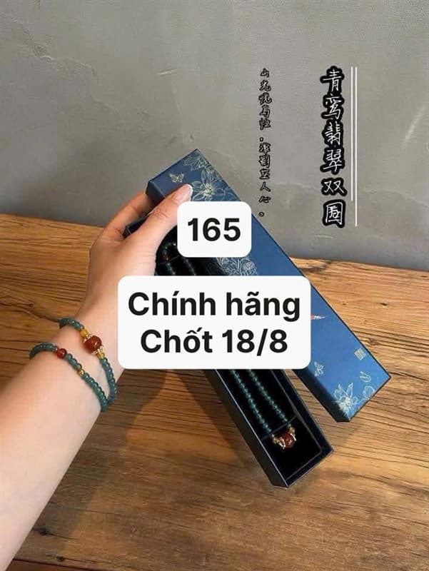 18/08 Vòng dây ngọc xanh phối đá mã não đỏ #L188020