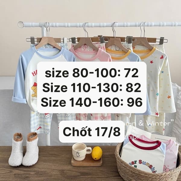 17/08 Set đồ ngủ HAPPY DAYS cho bé #M170814 - M5 - 90