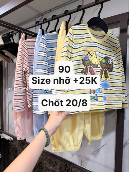 20/08 Set áo dài tay kẻ ngang in hình-quần suông gấu ren cho bé #U0325 - Xanh biển - 170