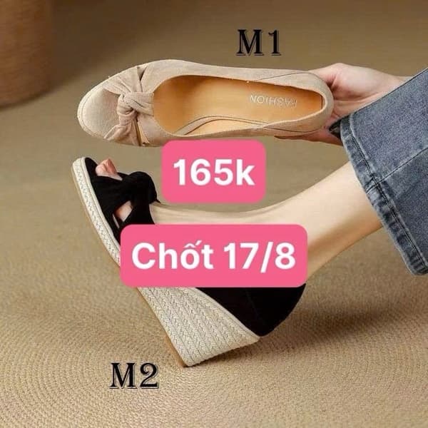 17/08 Sandal đế xuồng nữ #N17842 - M1 nâu be - 36