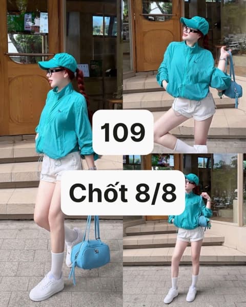 08/08 Áo khoác gió mỏng nhẹ #U0275 - Xanh - S