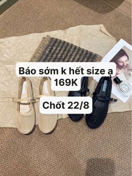22/08 Giày búp bê lưới trong #6221 - Đen - 38