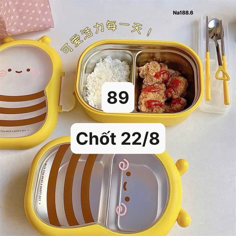 22/08 Khay inox giữ nhiệt hình chú ong vàng #N22834