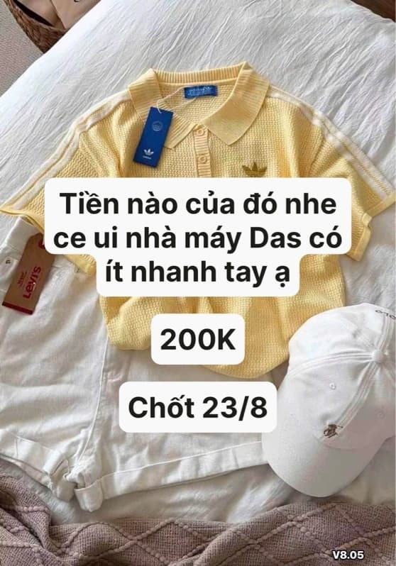 23/08 Áo polo Adidas vàng