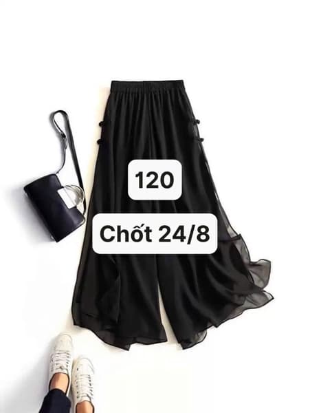 24/08 Quần voan ống rộng nữ #M240859 - Đen - M