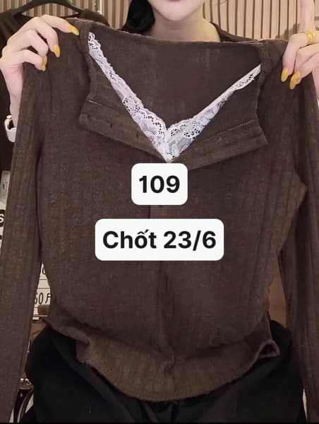 23/08 Áo thun len dài tay phối ren #L23803 - 3XL