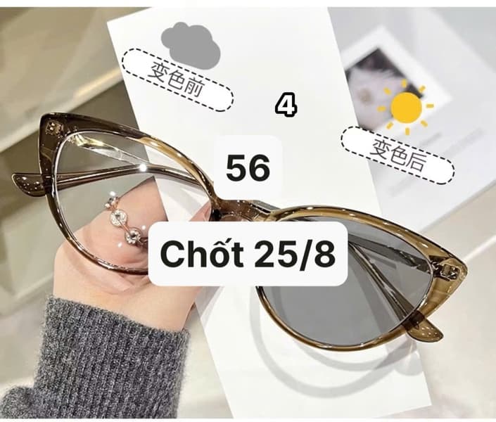 25/08 Kính chống ánh sáng xanh đổi màu dáng mắt mèo#M300851 - M6