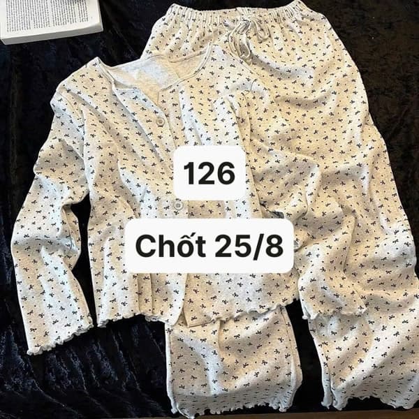 25/08 Bộ dài tay nơ viền bèo #M250817 - XL