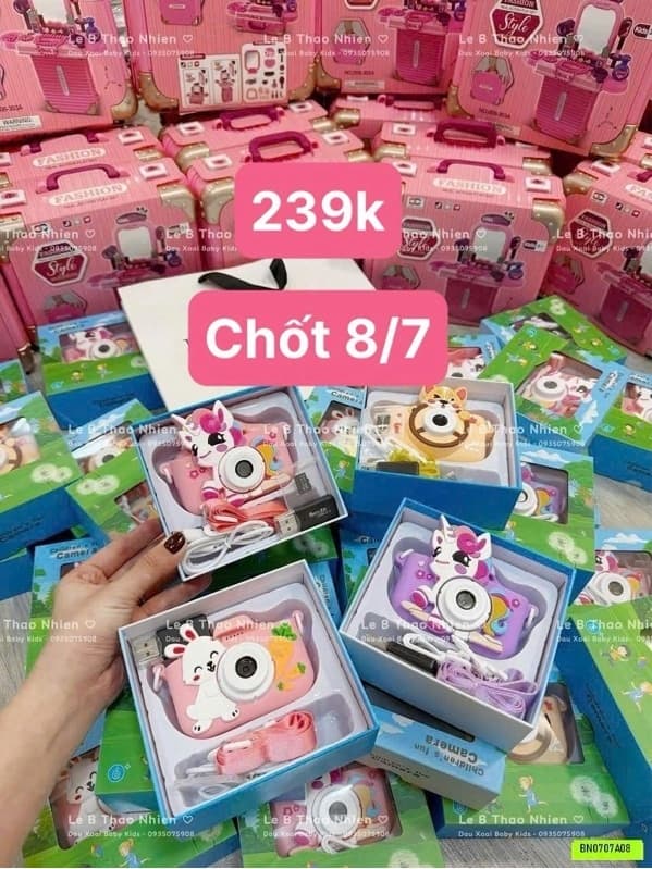 08/07 Máy ảnh mini kèm thẻ nhớ cho bé #N08719 - Khủng long xanh biển