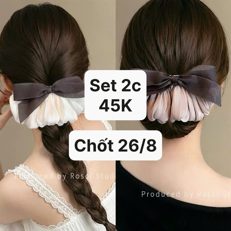 26/08 Set 2c kẹp tóc nơ xoè #M260843