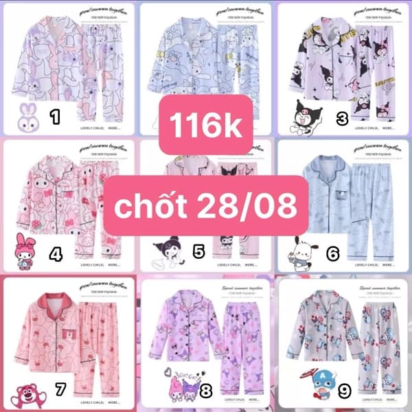 28/08 Bộ pijama dài hoạ tiết cho bé trai-bé gái #N28808 - M5 - sz14