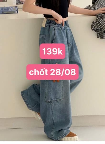 28/08 Quần jean suông ống rộng kèm gấu cho bé #N28811 - 150