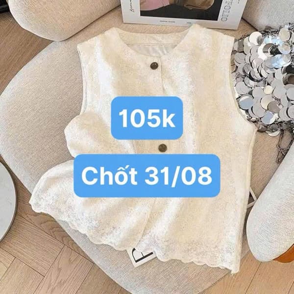 31/08 Áo ren sát nách phối cúc #N31809 - L