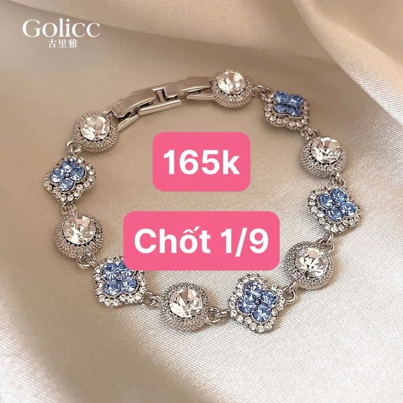 01/09 Vòng tay phối đá trắng xanh GOLICC #N01908
