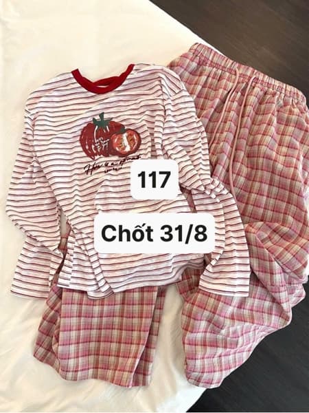 31/08 Bộ kẻ dài tay TOMATO tone đỏ #M310849 - M
