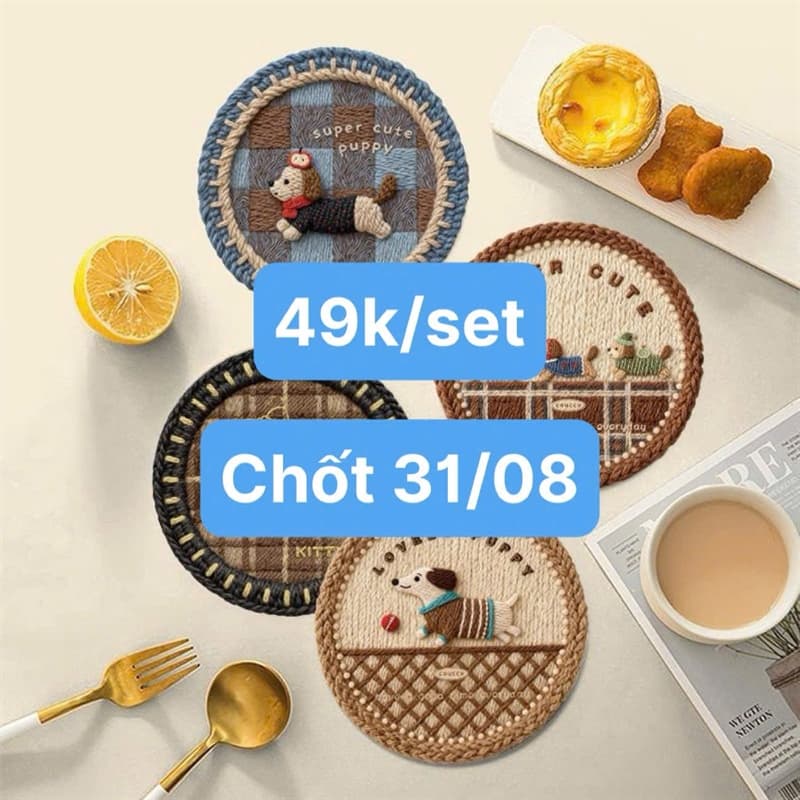 31/08 Set miếng lót ly vintage #N31805