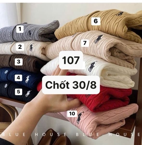 30/08 Áo cardigan len thêu ngựa #M300824 - M8 trắng