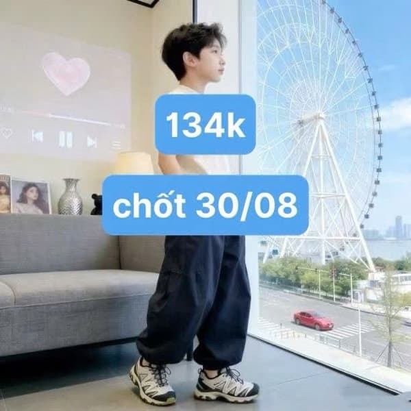 30/08 Quần jogger ống rút màu xanh than cho bé trai #N30817 - 170
