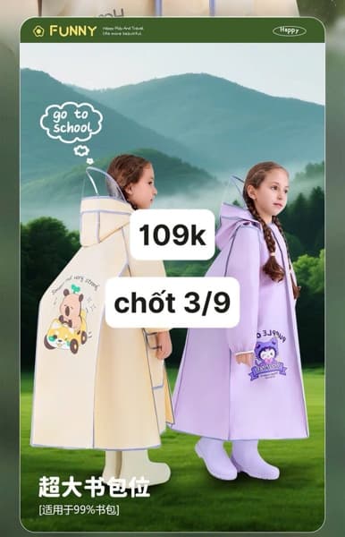 03/09 Áo mưa trẻ em #N03929 - Hồng - XL