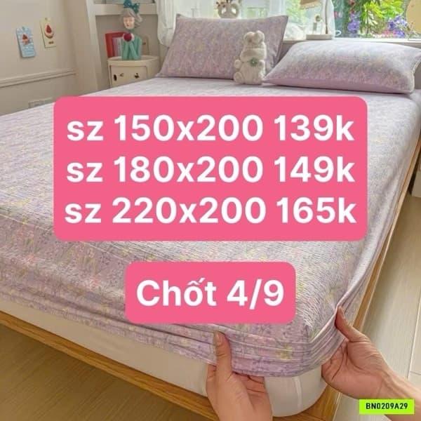 04/09 Bộ ga giường hoạt hình dễ thương #N04943 - M1 - 1m5*2m