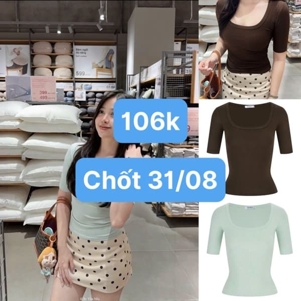 31/08 Áo thun ôm cổ rộng tay lửng Mosesqueen #N31811 - Xanh ngọc - 2XL