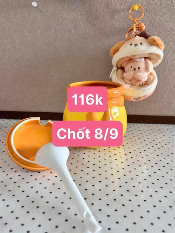 08/09 Hũ sứ hình hũ mật ong kèm thìa #N08934 - M1