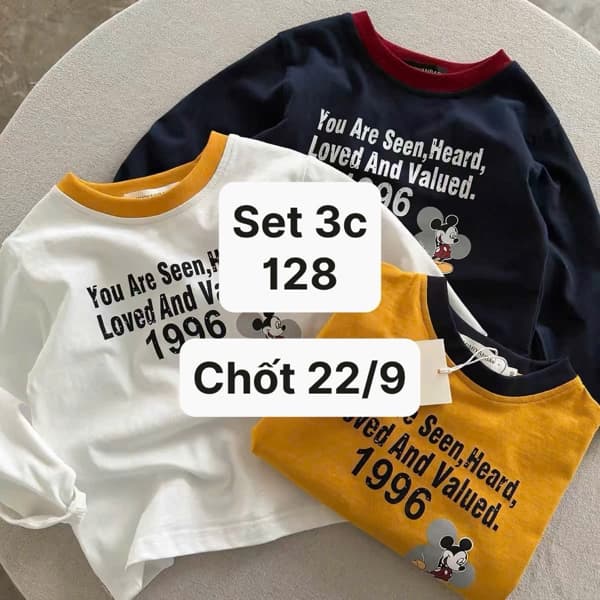 22/09 Set 3 áo dài tay hoạ tiết chữ cho bé #U0374 - 110