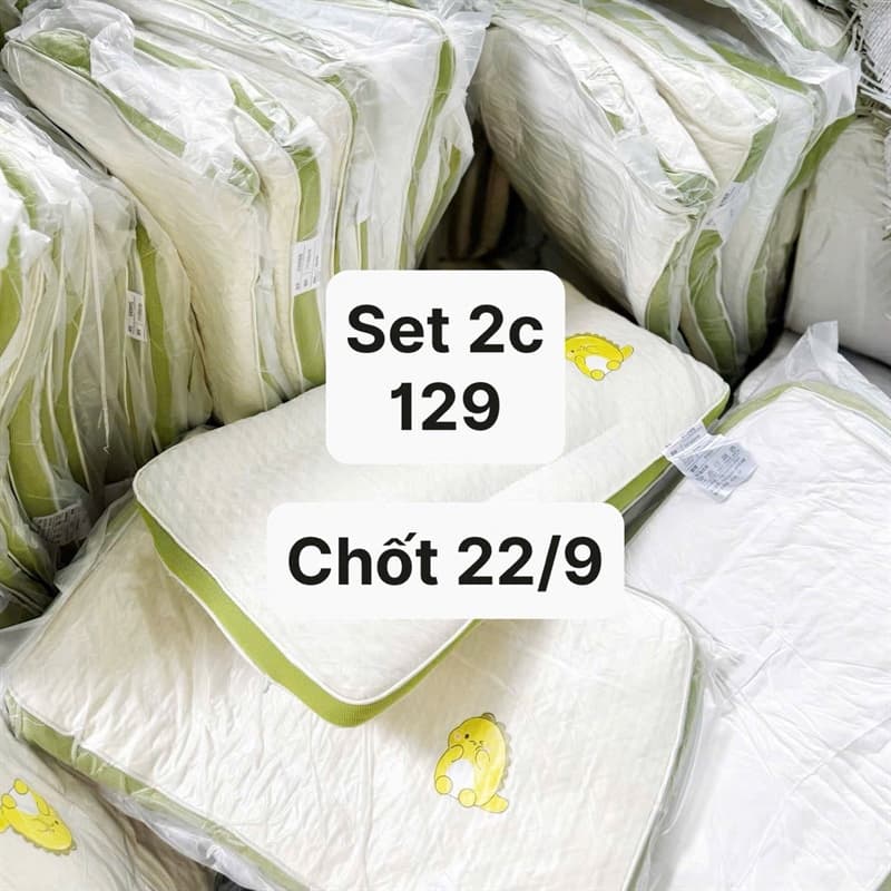 22/09 Set 2c gối trẻ em khủng long xanh lá #L22904