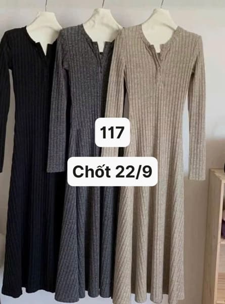 22/09 Váy tăm đũa lông xù dáng dài #U0526 - Be - S