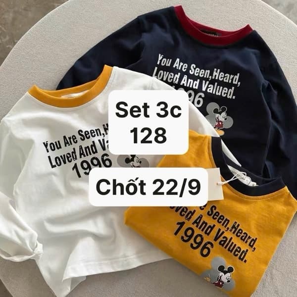 22/09 Set 3 áo dài tay hoạ tiết chữ cho bé #U0374 - 120
