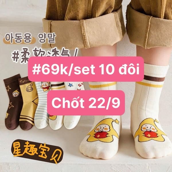 22/09 Set 10 đôi tất dễ thương cho bé #N22922 - L